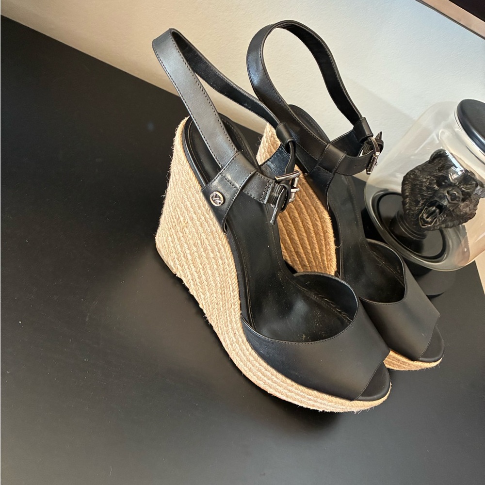 Black Wedge Sandals